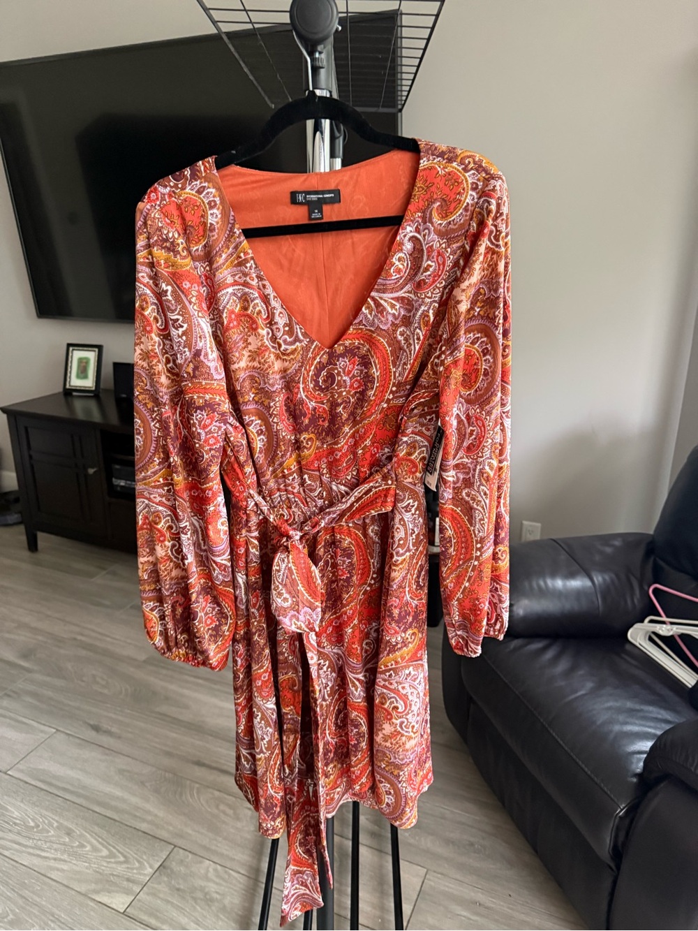 INC International Concepts Rust Paisley Wrap Dress